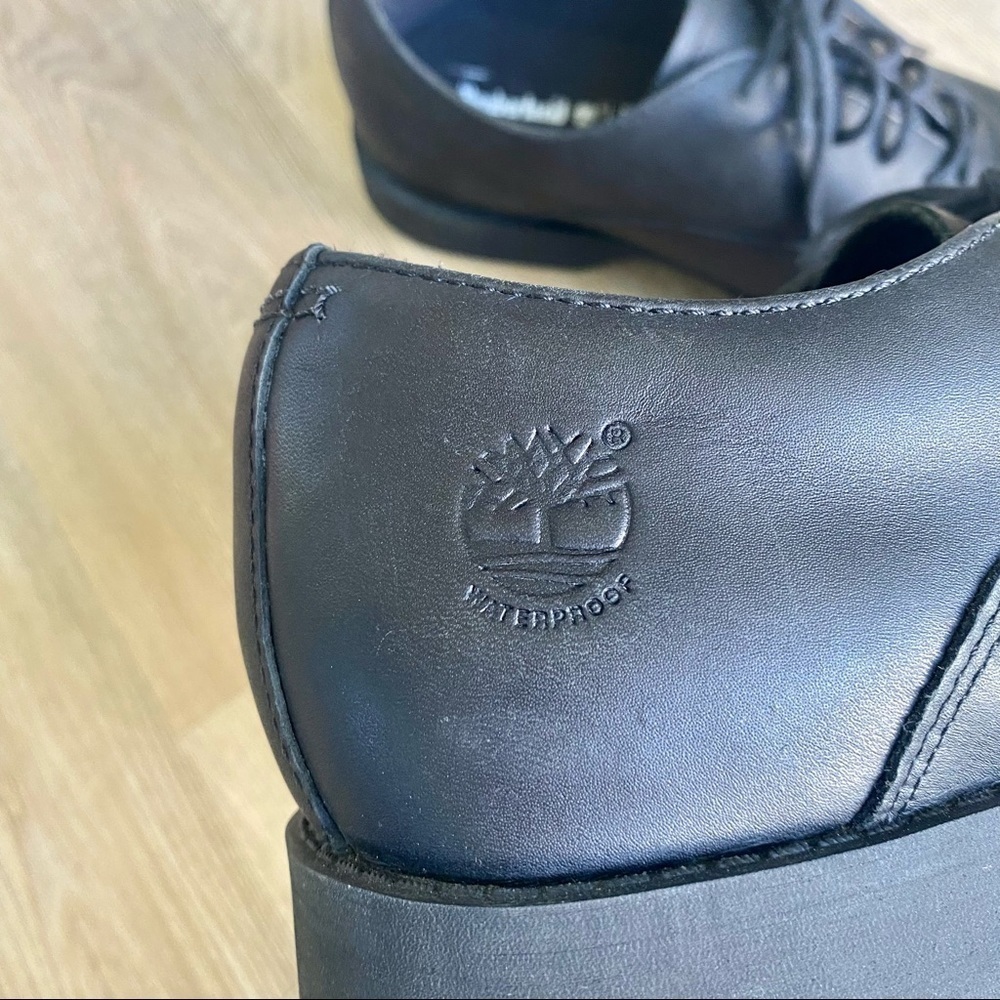 Timberland Ortholite Black Leather Formal Dress Shoes Low - Picture 3 of 8